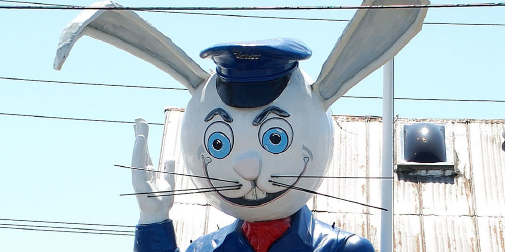 See Harvey the Rabbit, a roadside attraction in Aloha, Oregon in the Tualatin Valley