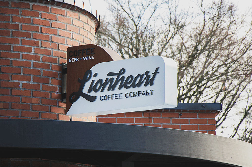 Lionheart coffee neon sign