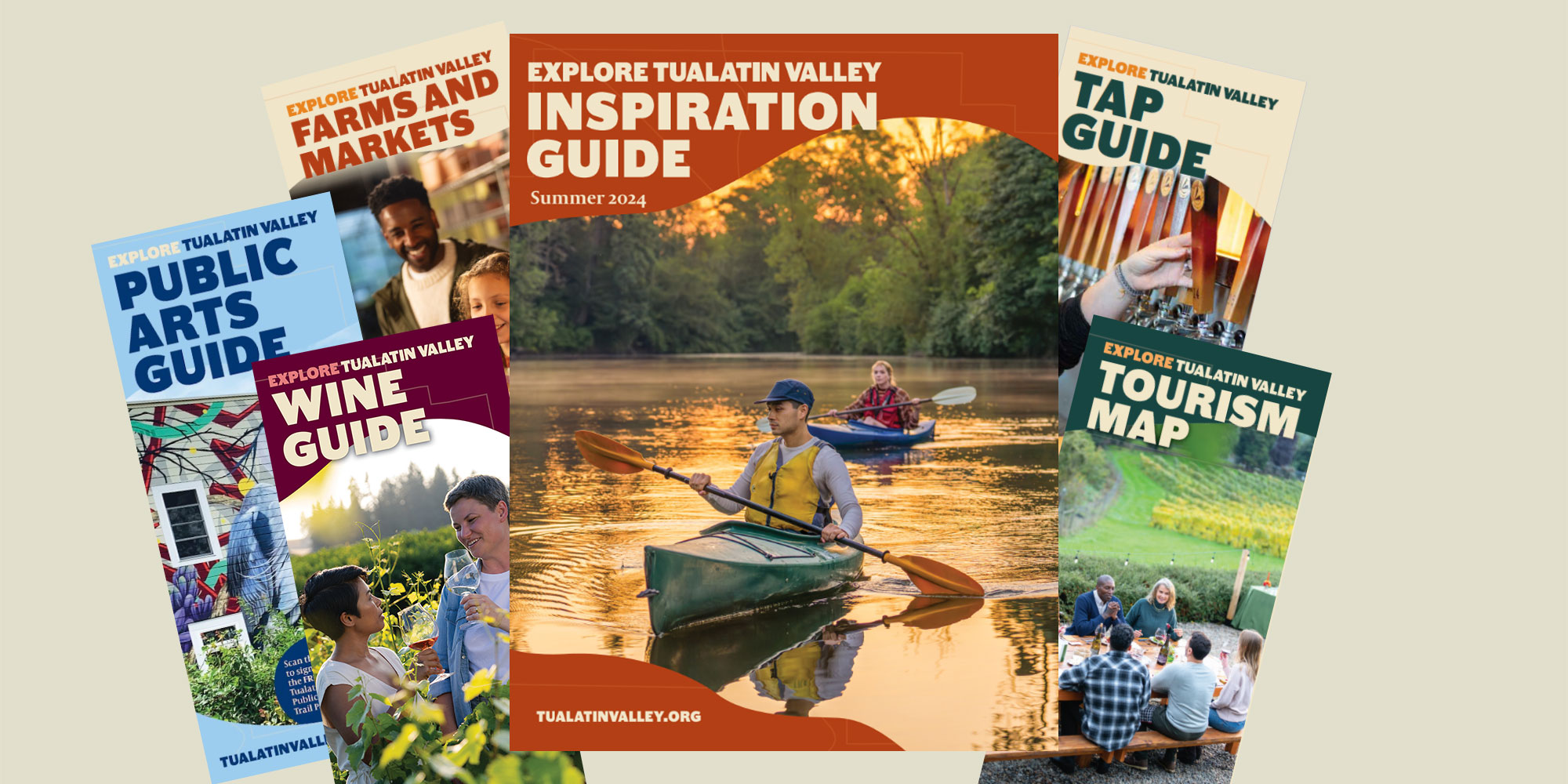 Farm and Markets Guide, Public Arts Guide, Wine Guide, Tap Guide, Tourism Map, Inspiration Guide