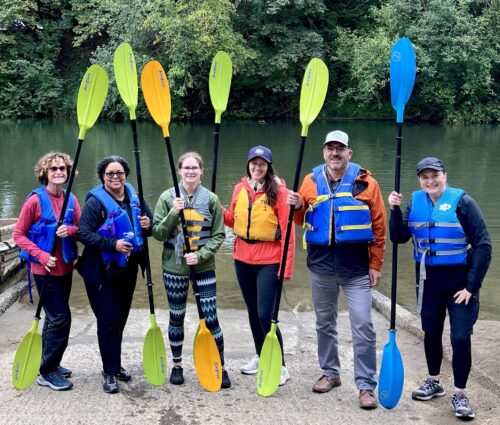 staff ready to paddle on the tualatin river