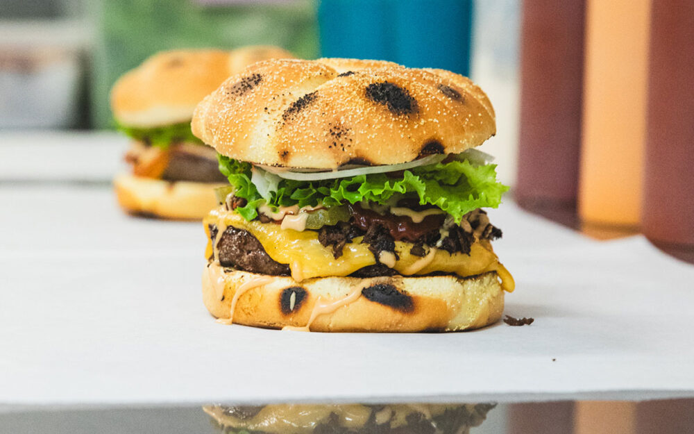 two prepared burgers