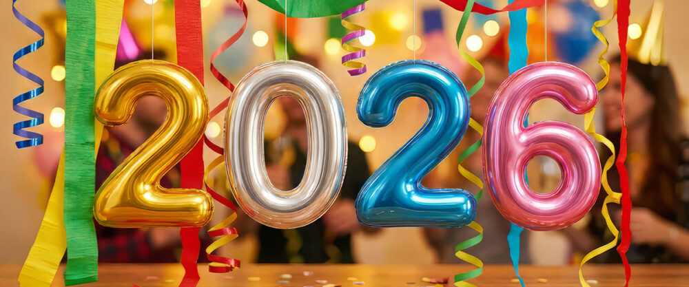 Image of a 2026 balloon and confetti.