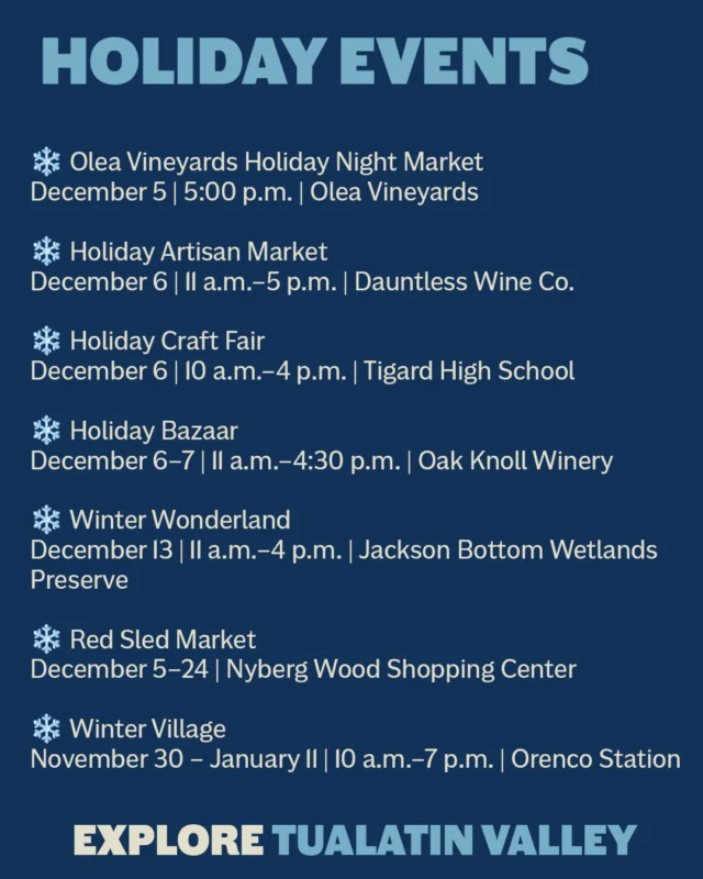 Holiday events are full of cheer this time of year! Support local artisans, enjoy community traditions and find memorable gifts while soaking up the magic of the season. Leave a comment if we missed one!